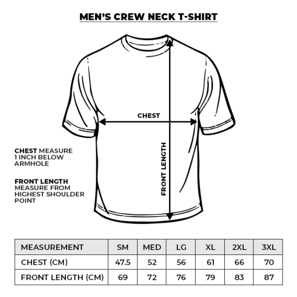 MacLeod Scotland Mens Blank Crew Neck T-Shirt Size Chart